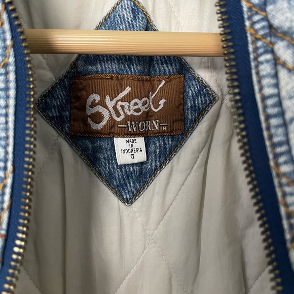 VTG Street Worn Kid Denim Bummer Jacket Size 5 Full Zipper Smocked Cuff D9 - Picture 11 of 11